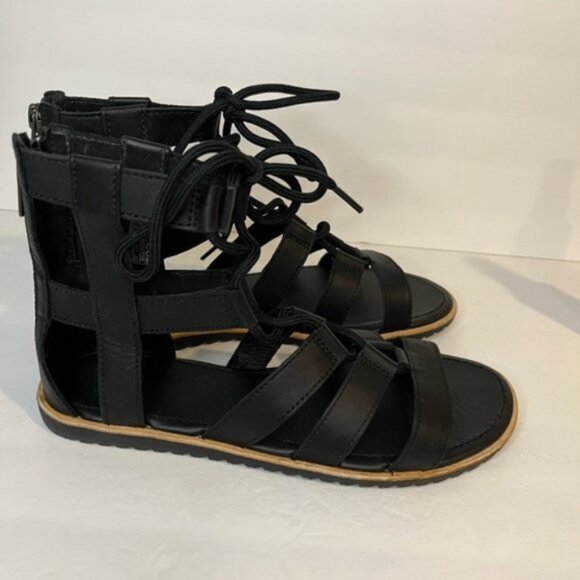 Sorel Bailee Lace Up Sandal Size 8 Black/Noir - Picture 2 of 6